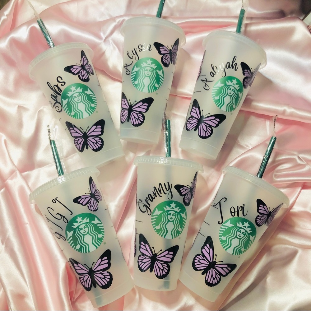 Custom butterfly Starbucks cup